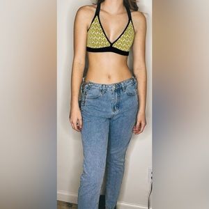 Medium Black and Gold Zara Crop Top